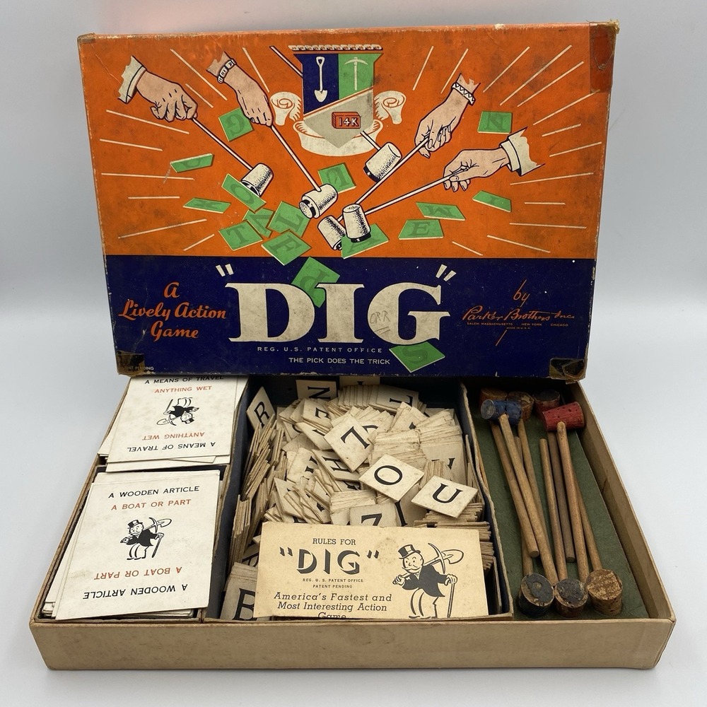 Vintage Parker Brothers Monopoly Dig Board Game Compete with Box‎
